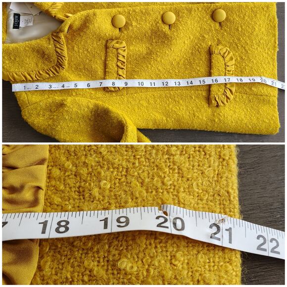 J.Crew Fall 2009 Ruffle-Trim Wool Blend Bouclé Lady Jacket Mustard NWT Sz 4 - Picture 7 of 13